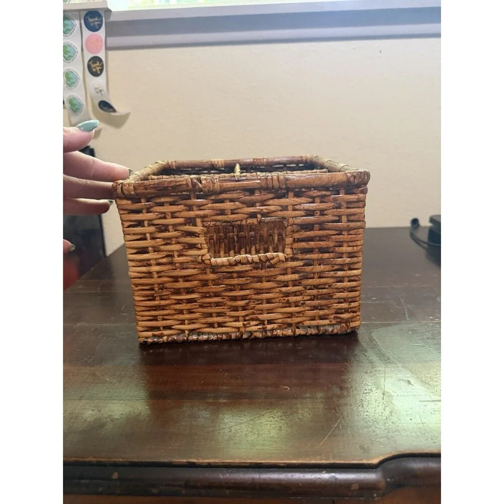 Vintage Wicker 3 Compartment Storage Basket - Multi Use Brown